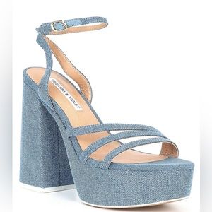 Women’s Denim Ankle Strap Chelsea and Violet Platform Dress Sandals